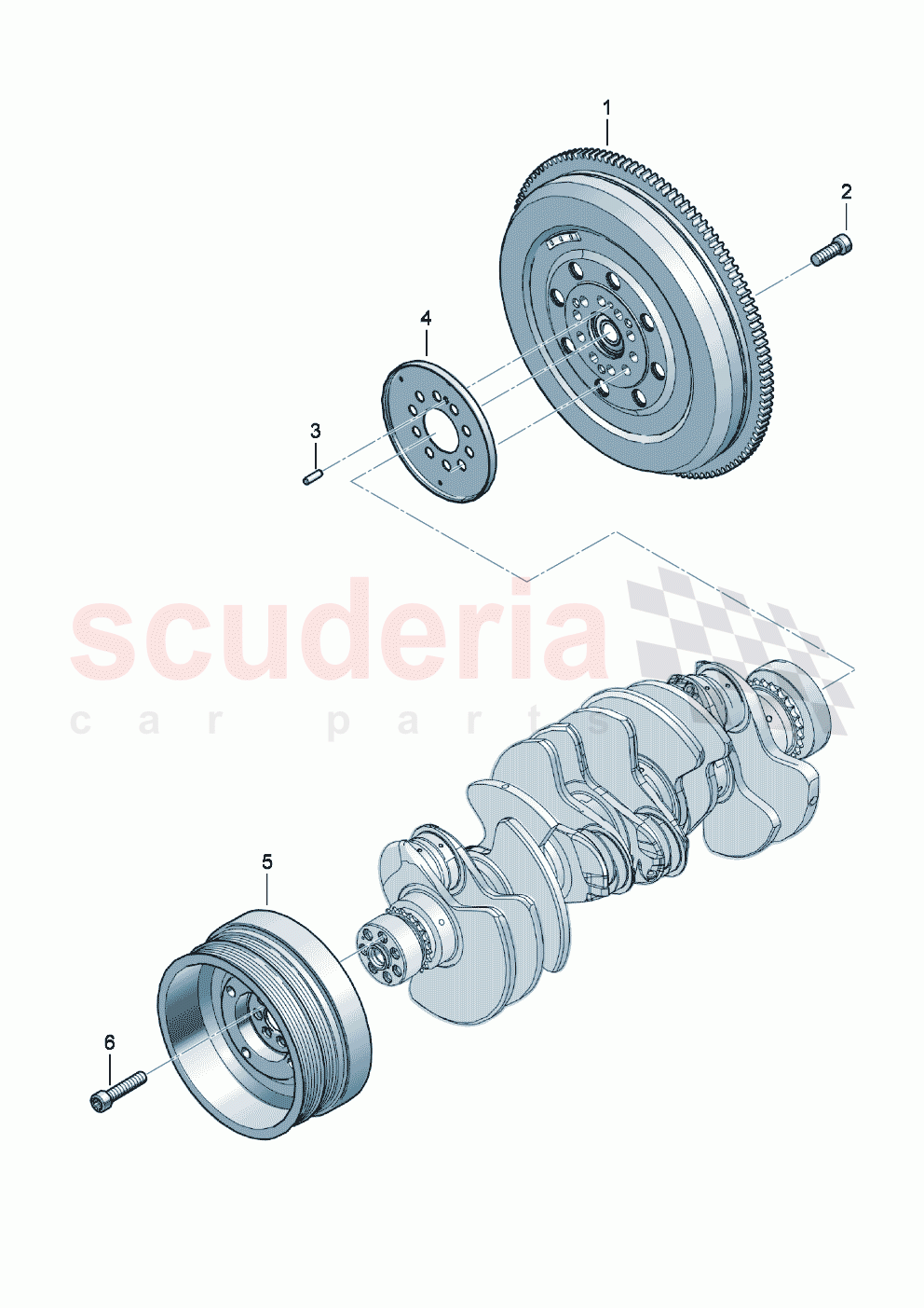 Dual-mass flywheel V-belt pulley with vibration damper impulse rotor of Bentley Bentley New Flying Spur (2020-2024)