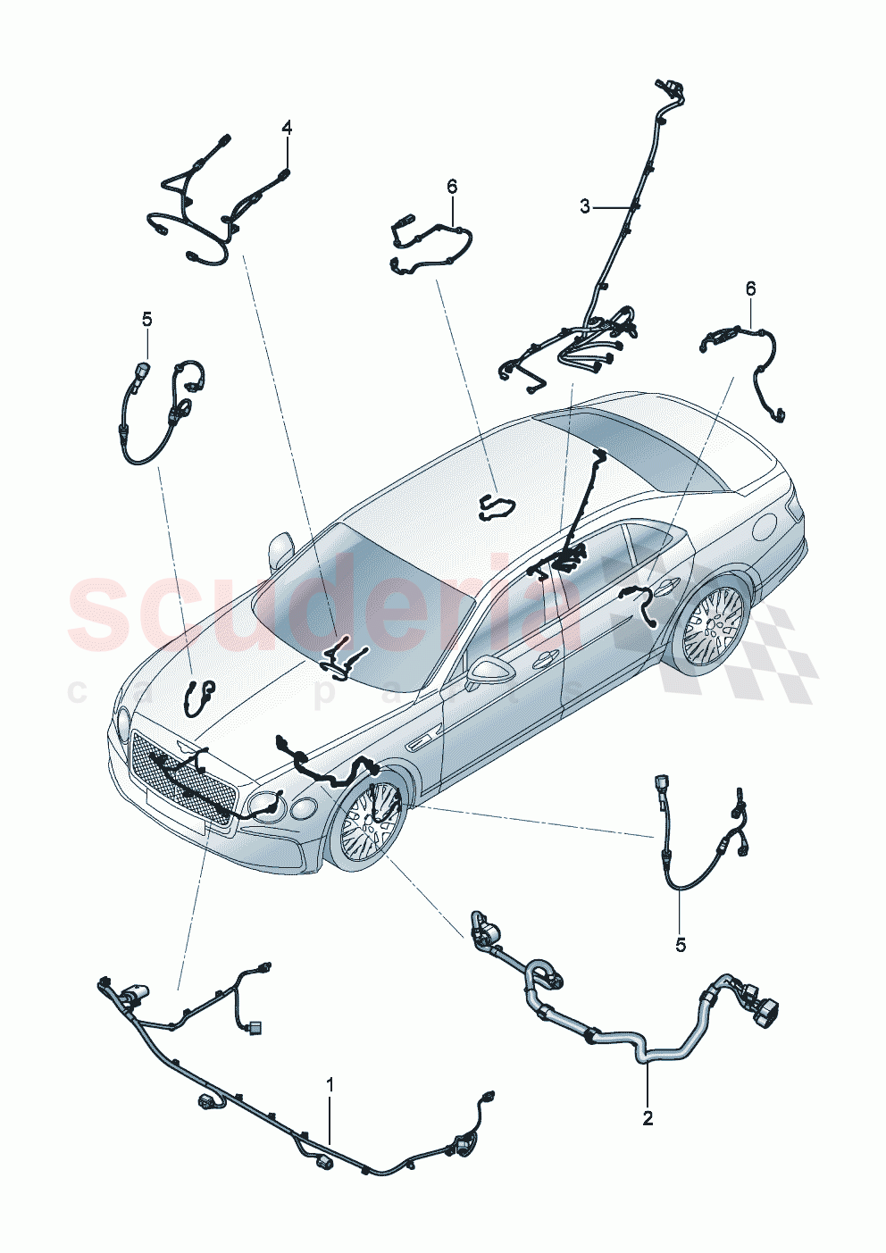 additional harness for interior additional wiring harness for dash panel additional wiring harness for engine compartment additional wiring harness,rear of Bentley Bentley New Flying Spur (2020-2024)