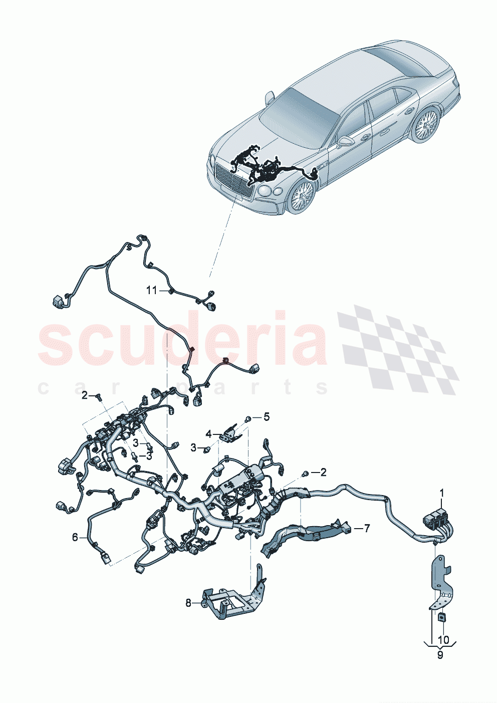 Additional wiring sets Wiring harness for engine prewiring of Bentley Bentley New Flying Spur (2020-2024)