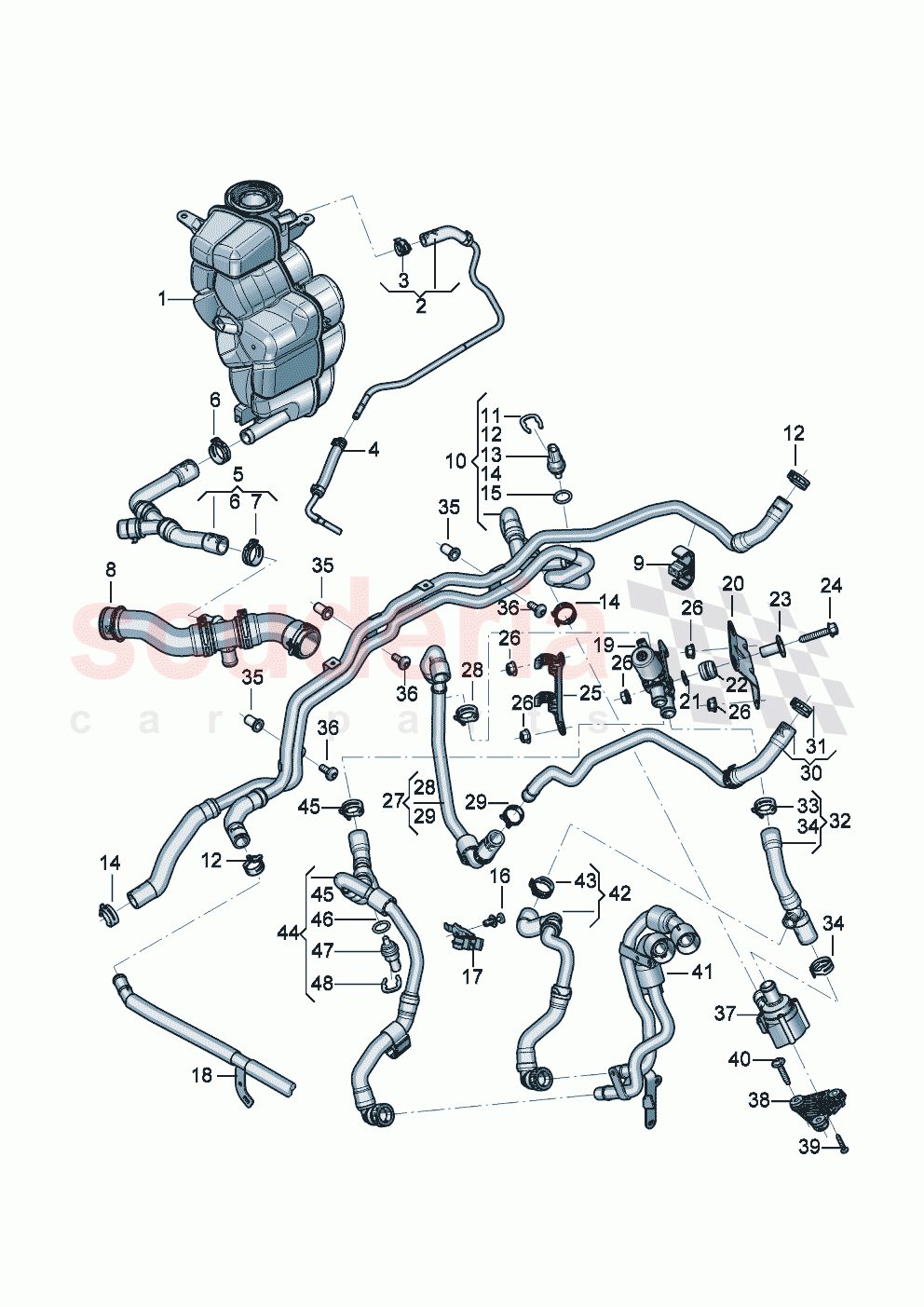 Coolant hoses and pipes Engine bay of Bentley Bentley New Continental Convertible (2025-2026)