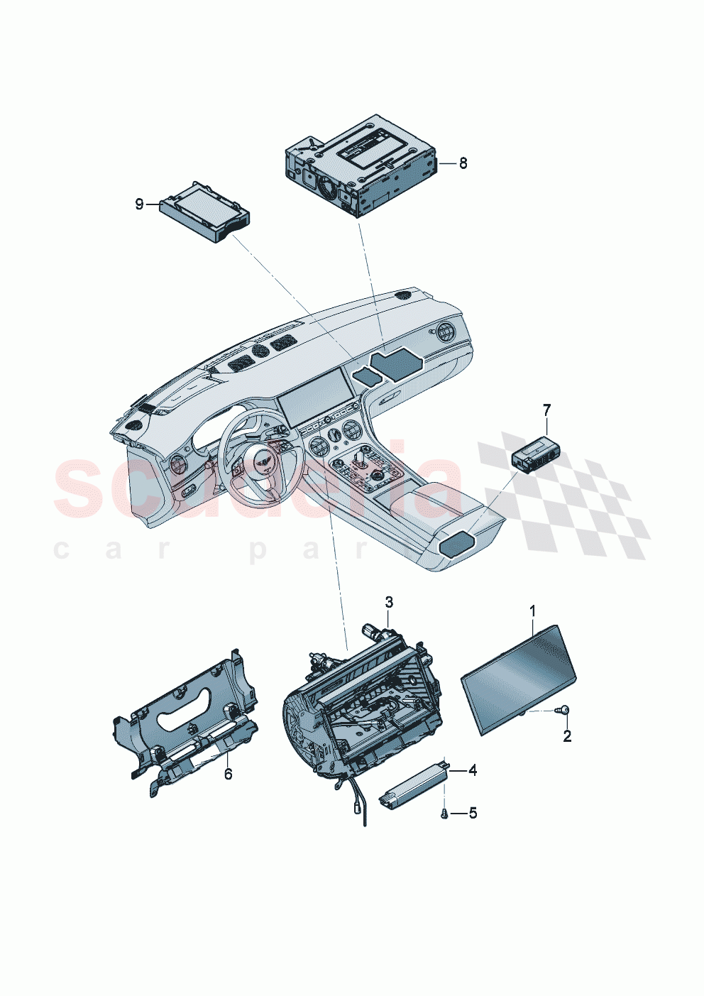 Central display for navigation and TV of Bentley Bentley New Continental GT (2025-2026)