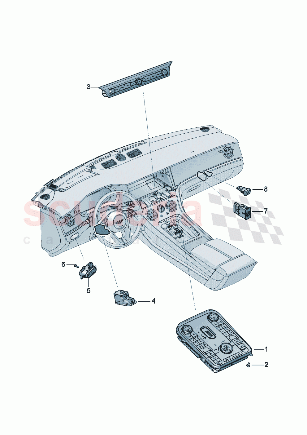switches in dashboard switches in central console of Bentley Bentley New Continental GT (2025-2026)