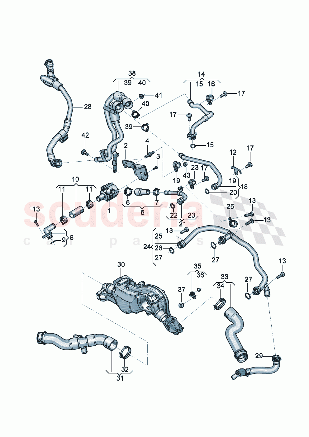Coolant hoses and pipes Engine of Bentley Bentley New Flying Spur (2025-2026)