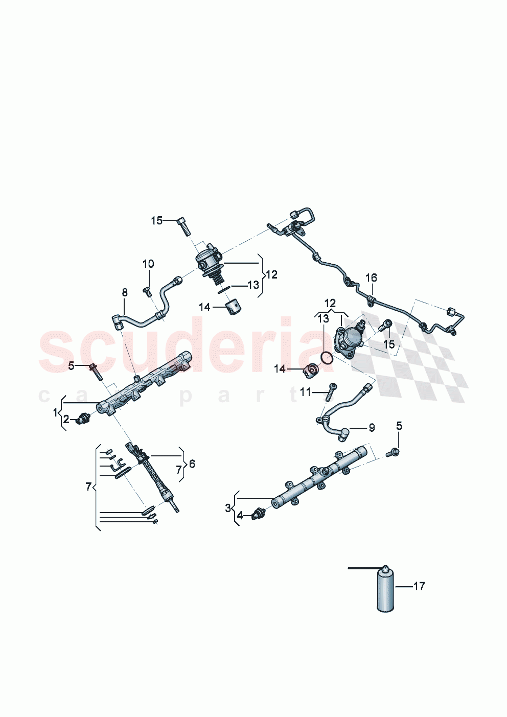 Fuel pump Fuel line Fuel rail Injection valve of Bentley Bentley New Flying Spur (2025-2026)