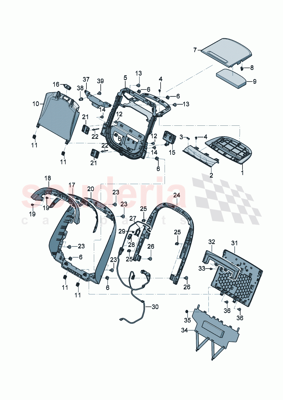 Seat back trim Front seats for models with folding table of Bentley Bentley New Flying Spur (2025-2026)