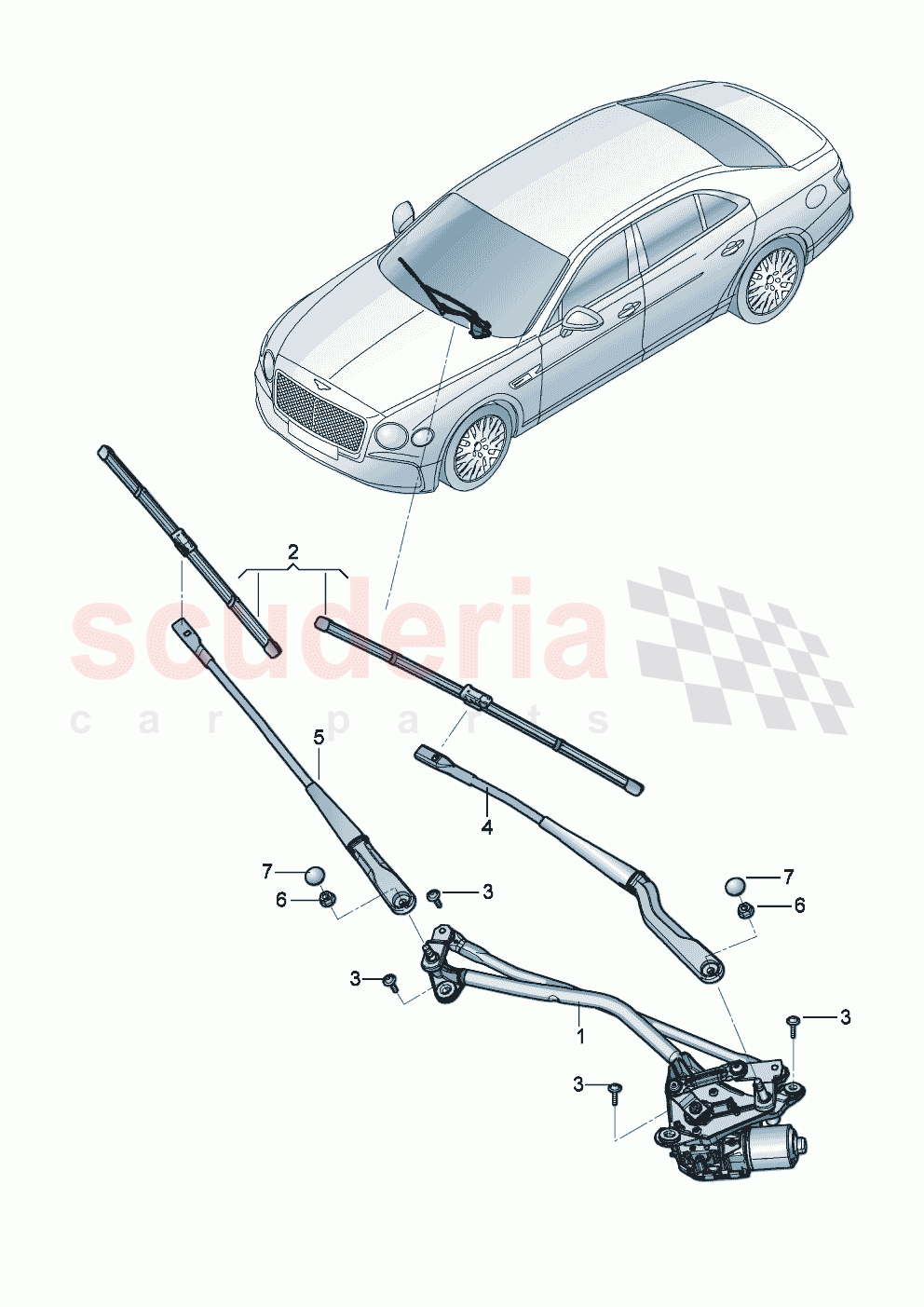 Wiper motor Wiper arm with wiper blade of Bentley Bentley New Flying Spur (2025-2026)