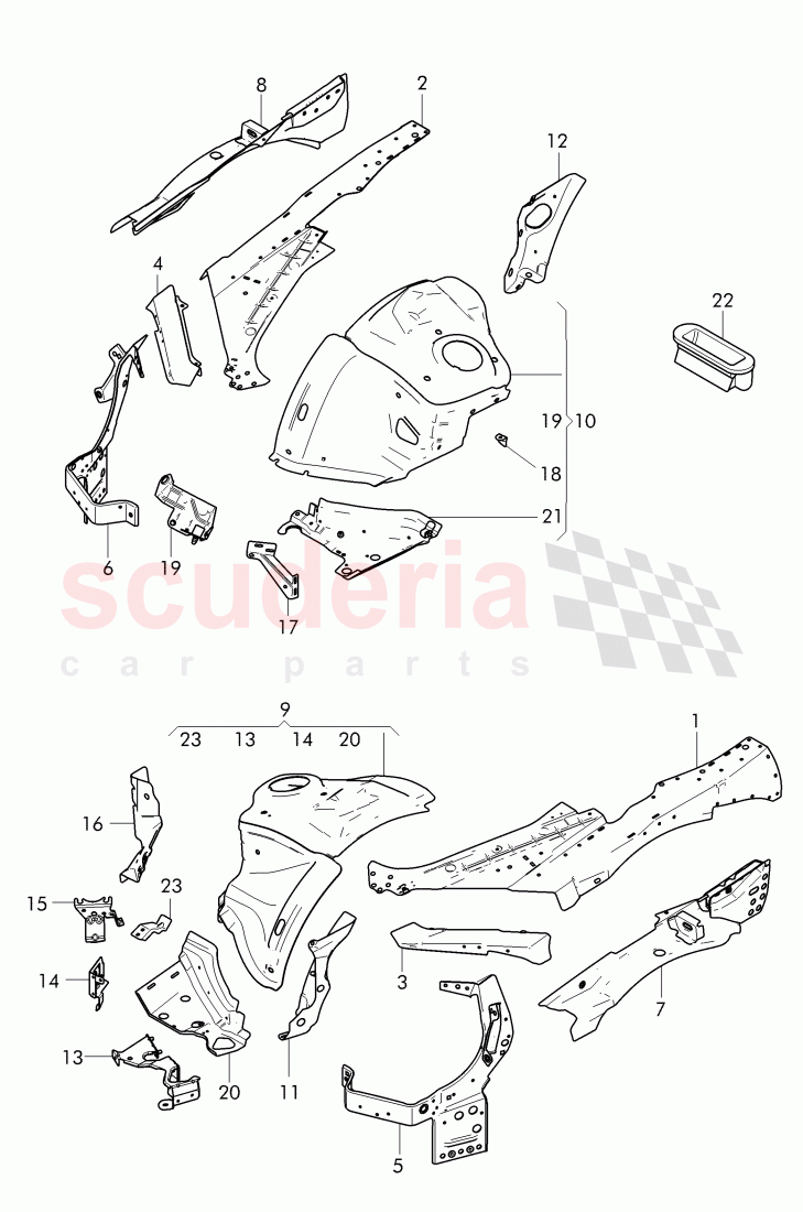 body shell, Front end, repair plate -, wheel housing, front, upper of Bentley Bentley Continental Supersports (2017+)