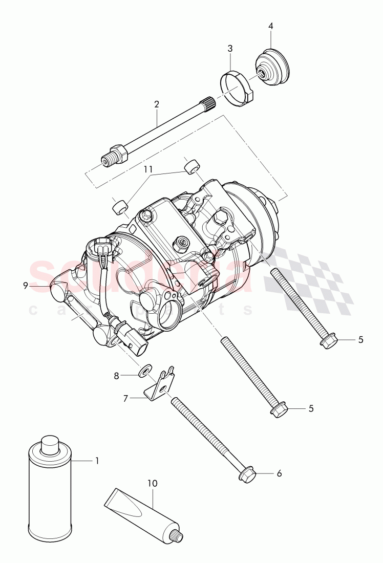air conditioner compressor, mounting parts for refrigerant compressor, D - MJ 2017>> of Bentley Bentley Continental Flying Spur (2013+)