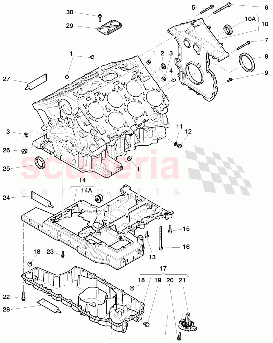 crankcase, oil pan, sealing flange of Bentley Bentley Continental GTC (2011+)