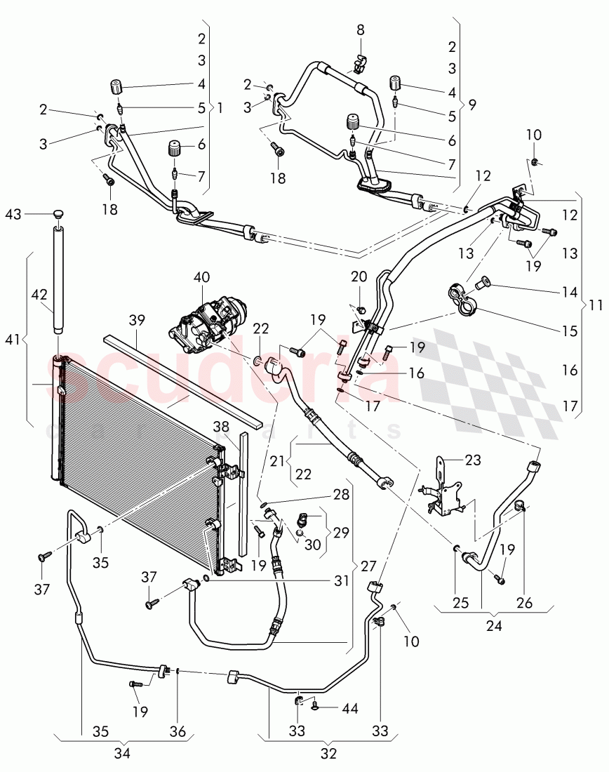 air condtioner condenser, refrigerant circuit, Engine bay, D >> - MJ 2016 of Bentley Bentley Continental Flying Spur (2013+)