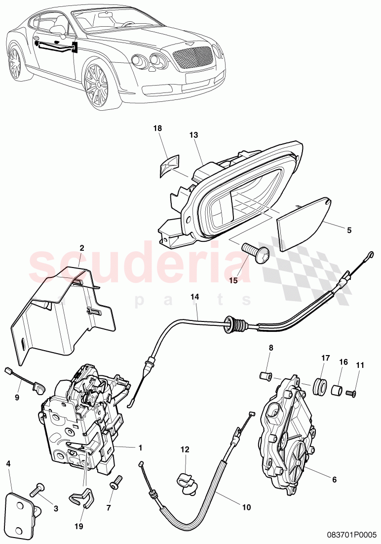 door latch, interior release of Bentley Bentley Continental Supersports (2009-2011)