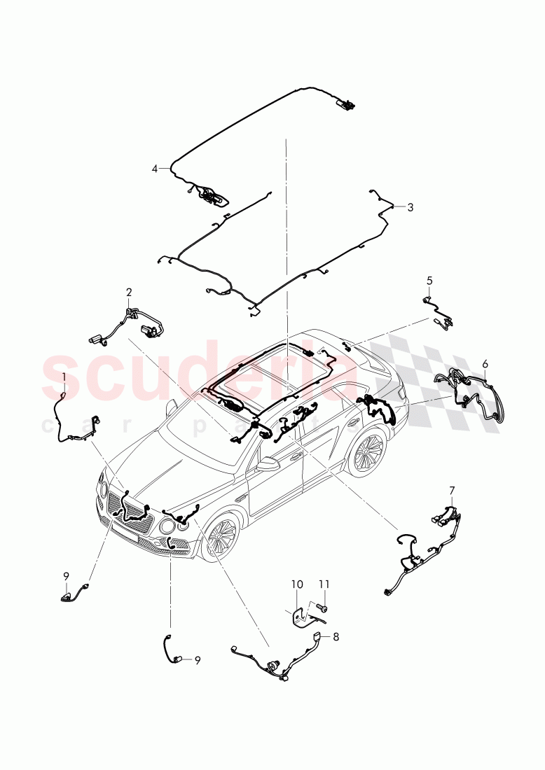 Additional Wiring Harnesses, D - MJ 2018>> of Bentley Bentley Bentayga (2015-2020)