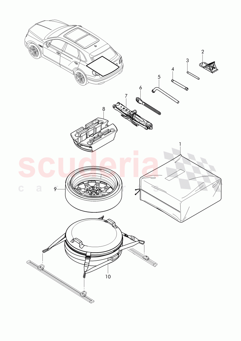 Spare Wheel, jack of Bentley Bentley Bentayga (2015-2020)