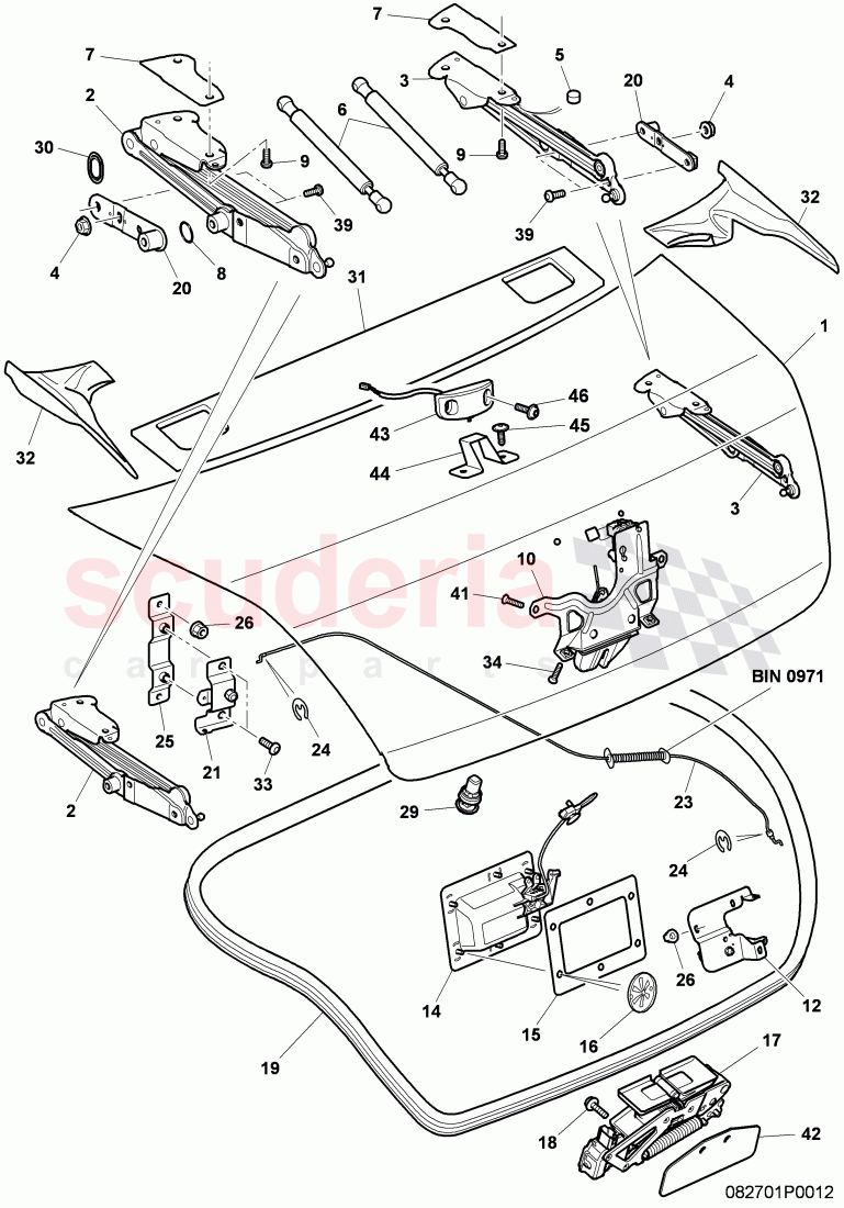 rear trunk lid, F 3W-7-043 639>>, F ZA-A-062 022>> of Bentley Bentley Continental GTC (2006-2010)