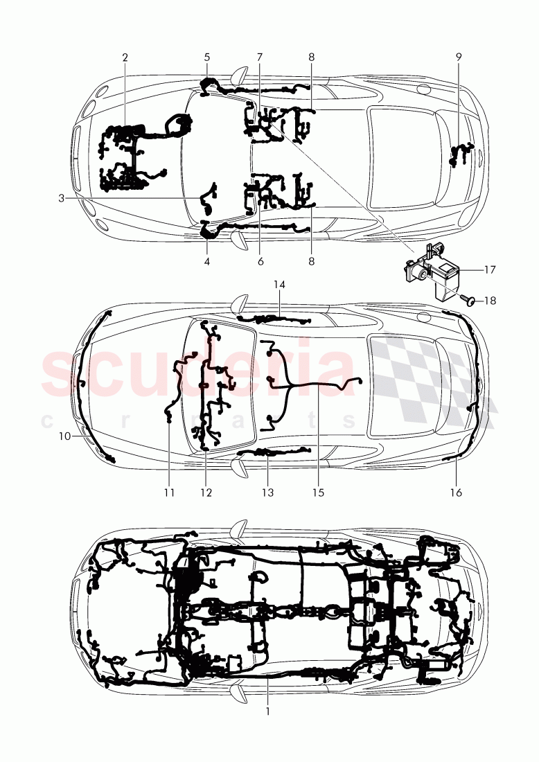 wiring harnesses, D - MJ 2017>> of Bentley Bentley Continental GT (2011-2018)