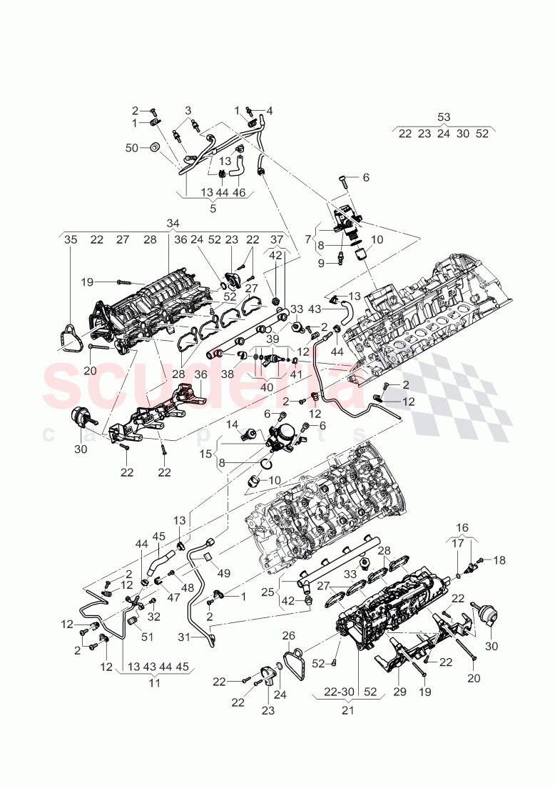 fuel pump, fuel rail, injection unit, elbow of Bentley Bentley Continental Flying Spur (2013+)