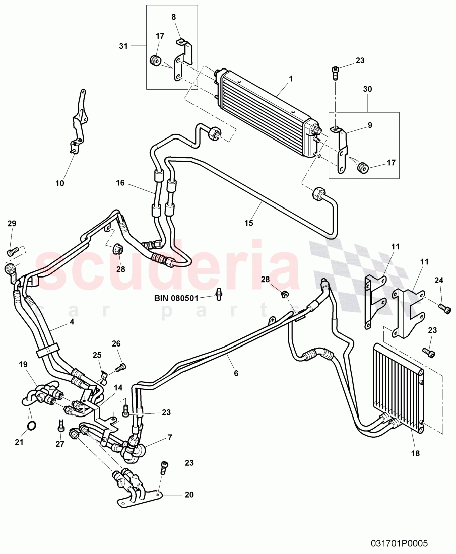 oil pressure line for gear oil cooling, Gear oil cooler, F 3W-7-041 093>> 3W-7-048 817 of Bentley Bentley Continental Flying Spur (2006-2012)