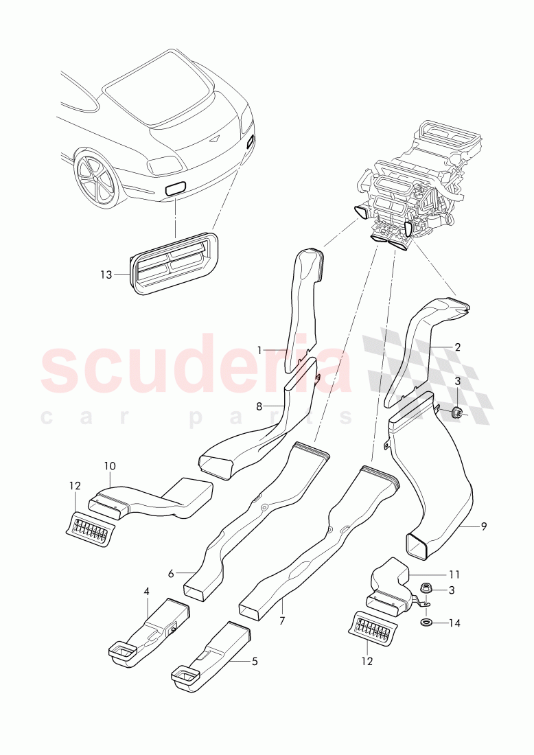 air duct, Heater and ventilation, System of Bentley Bentley Continental Supersports (2017+)