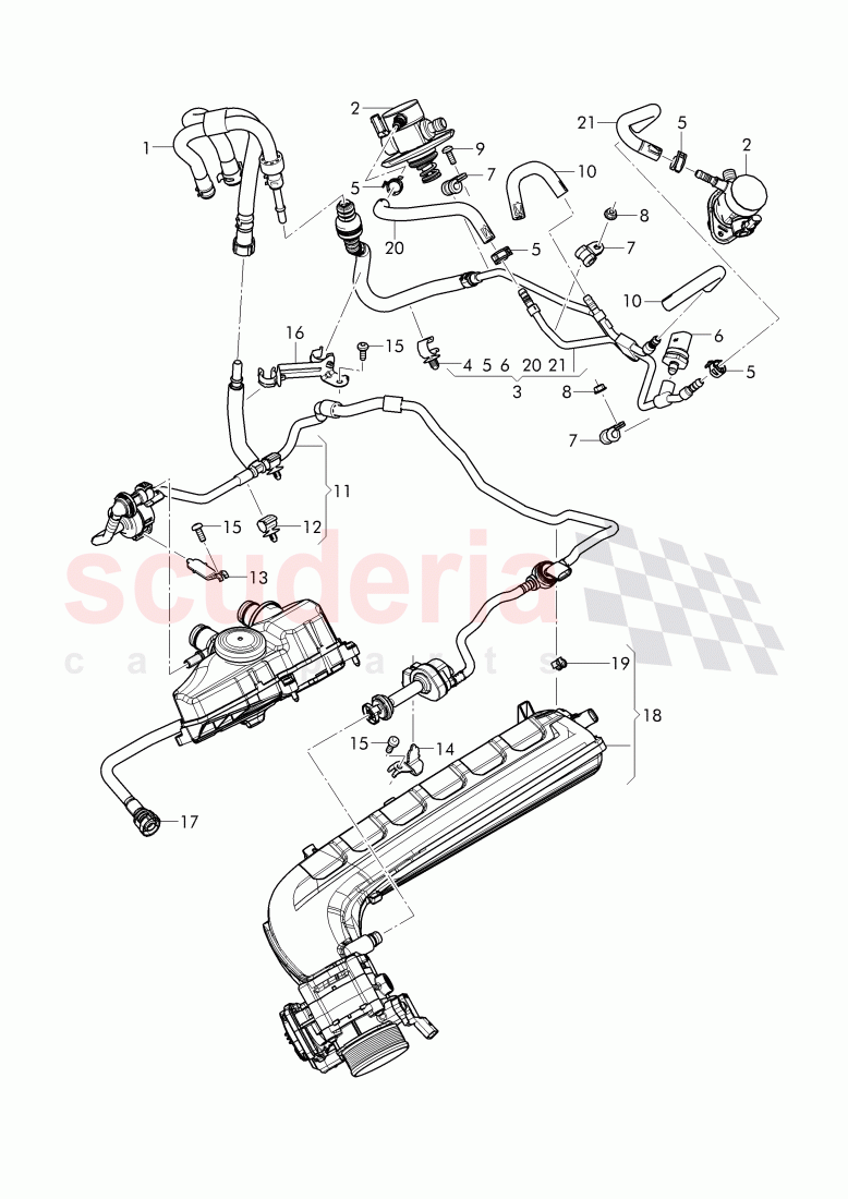 Fuel line with vent, hose, valve for charcoal, cannister of Bentley Bentley Bentayga (2015-2020)