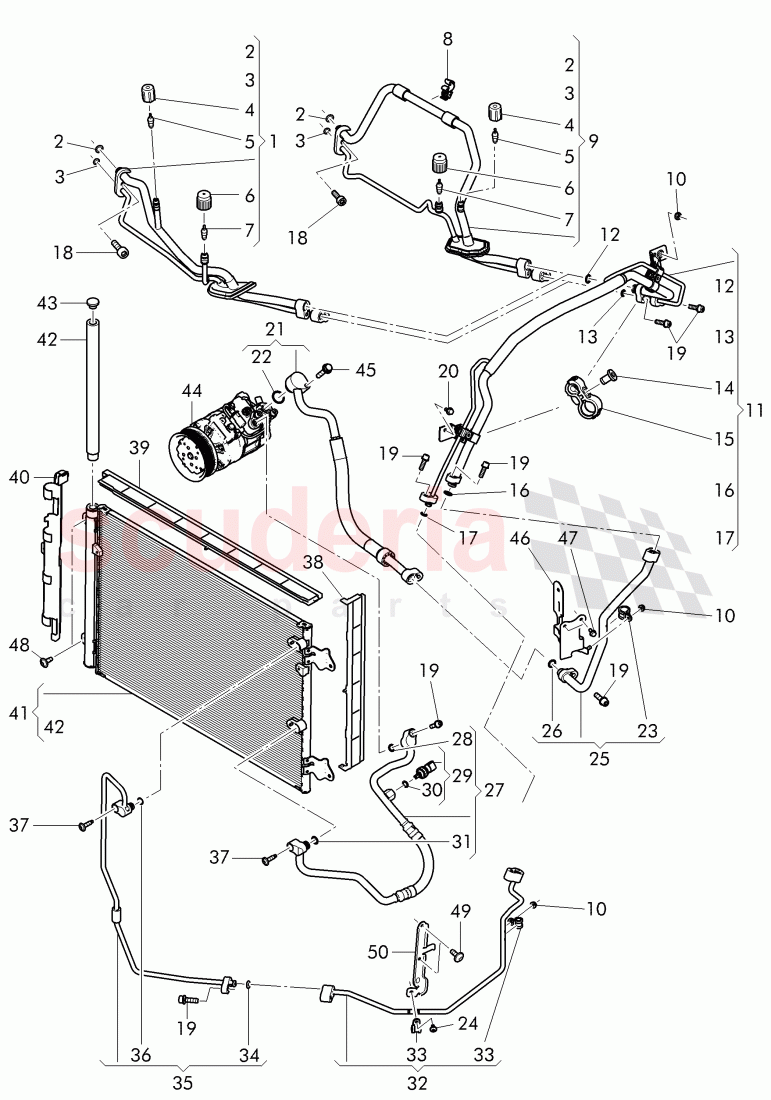 air condtioner condenser, refrigerant circuit, Engine bay, D >> - MJ 2016 of Bentley Bentley Continental Flying Spur (2013+)