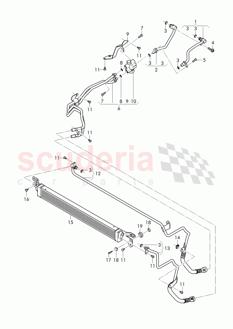 oil pressure line for gear oil cooling, Gear oil cooler of Bentley Bentley Bentayga (2015-2020)