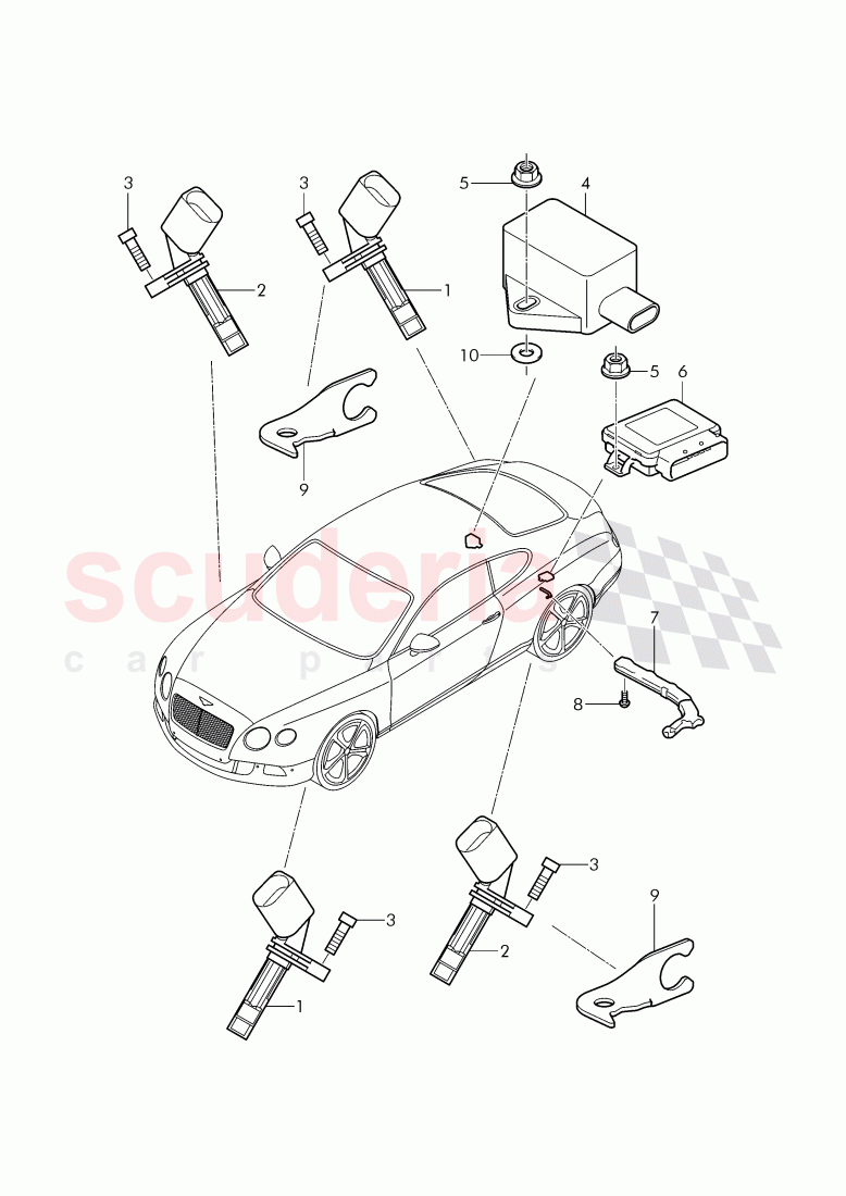 speed sensor with securing parts, control unit for electronic, stability programme -esp- of Bentley Bentley Continental GT (2011-2018)