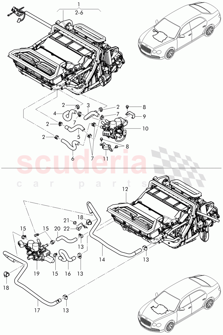 heater valve, Coolant hoses for heater of Bentley Bentley Continental Flying Spur (2013+)