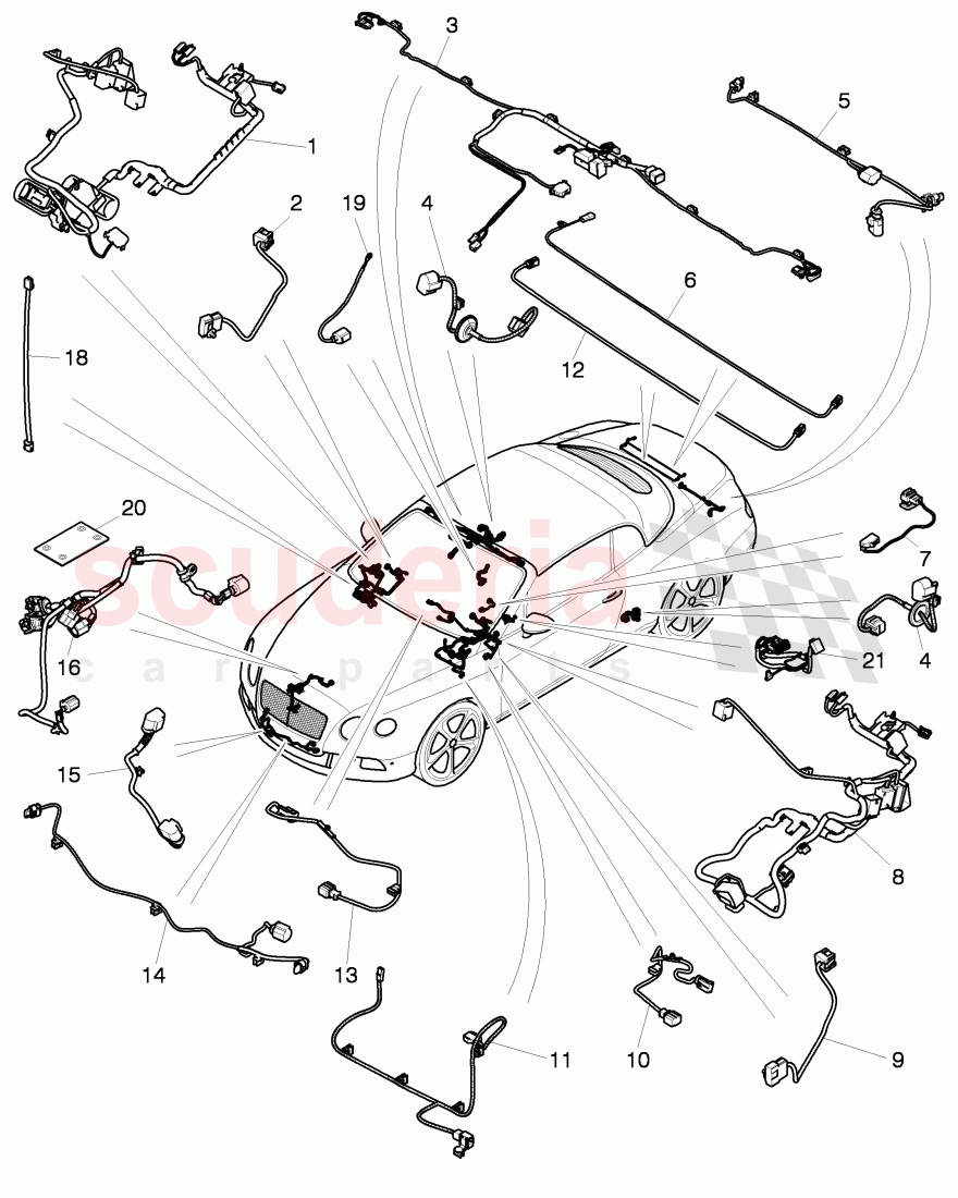 additional harness for interior, additional dashboard, harness, additional harness for engine, compartment, additional wiring harness, rear of Bentley Bentley Continental GTC (2011+)
