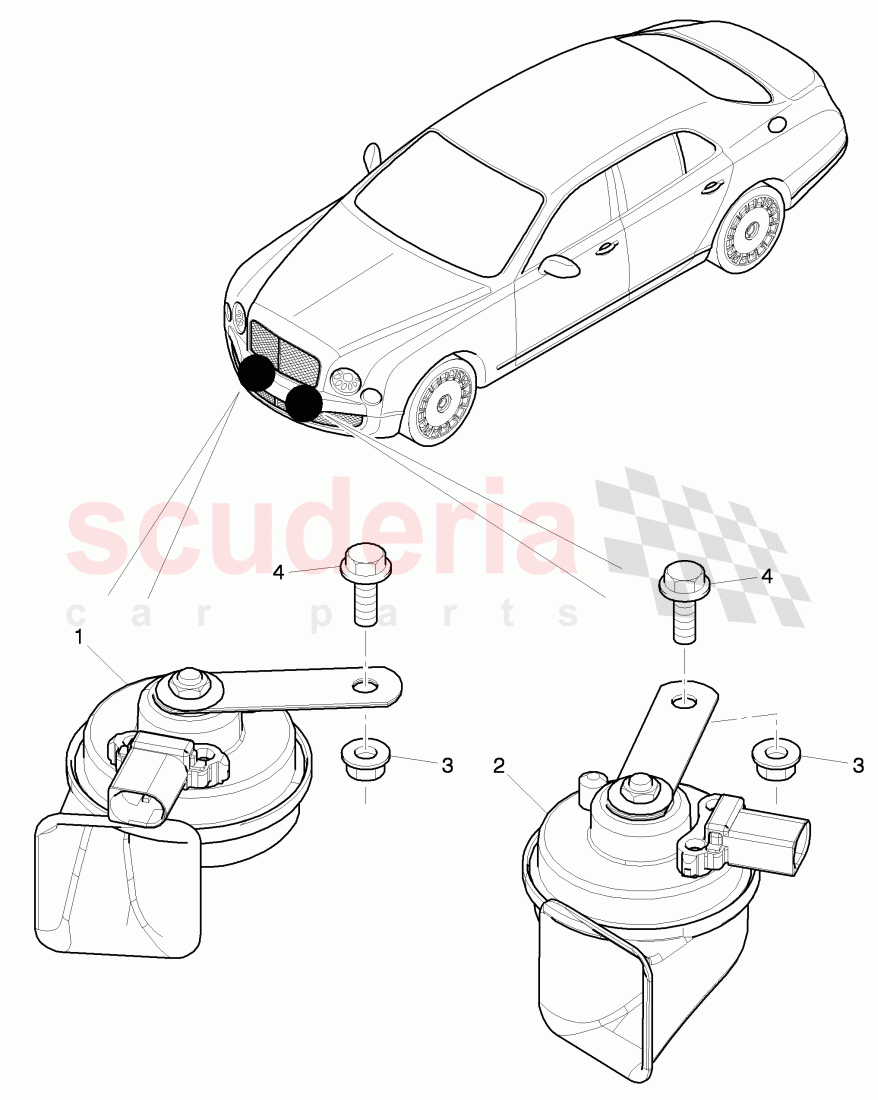 dual horn of Bentley Bentley Mulsanne (2010+)