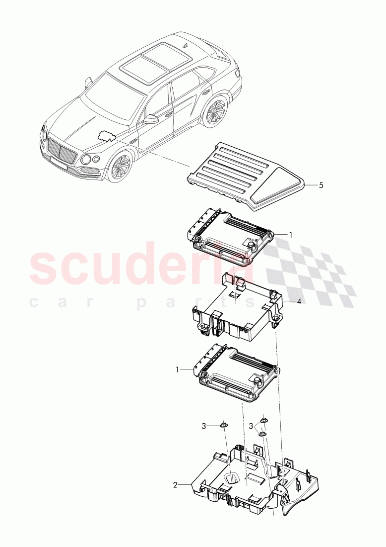 Control unit for petrol engine, bracket for elec.contr. module of Bentley Bentley Bentayga (2015-2020)