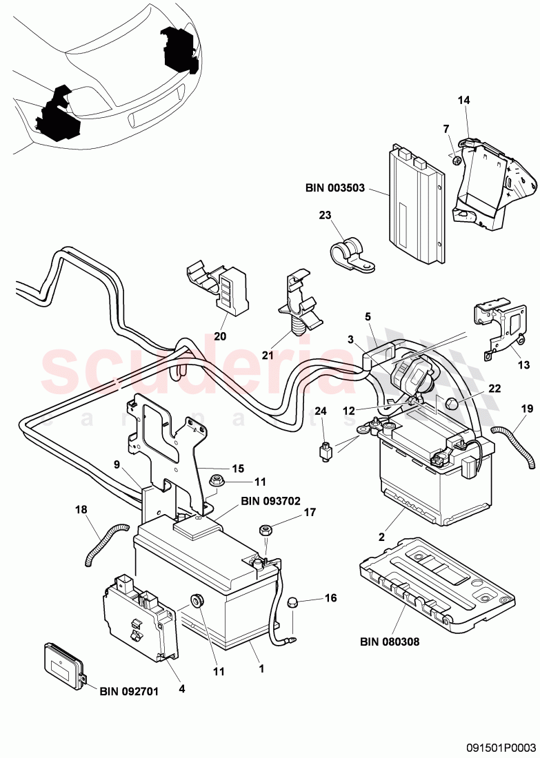 Battery system, F 3W-6-030 712>> 3W-8-059 514 of Bentley Bentley Continental Flying Spur (2006-2012)