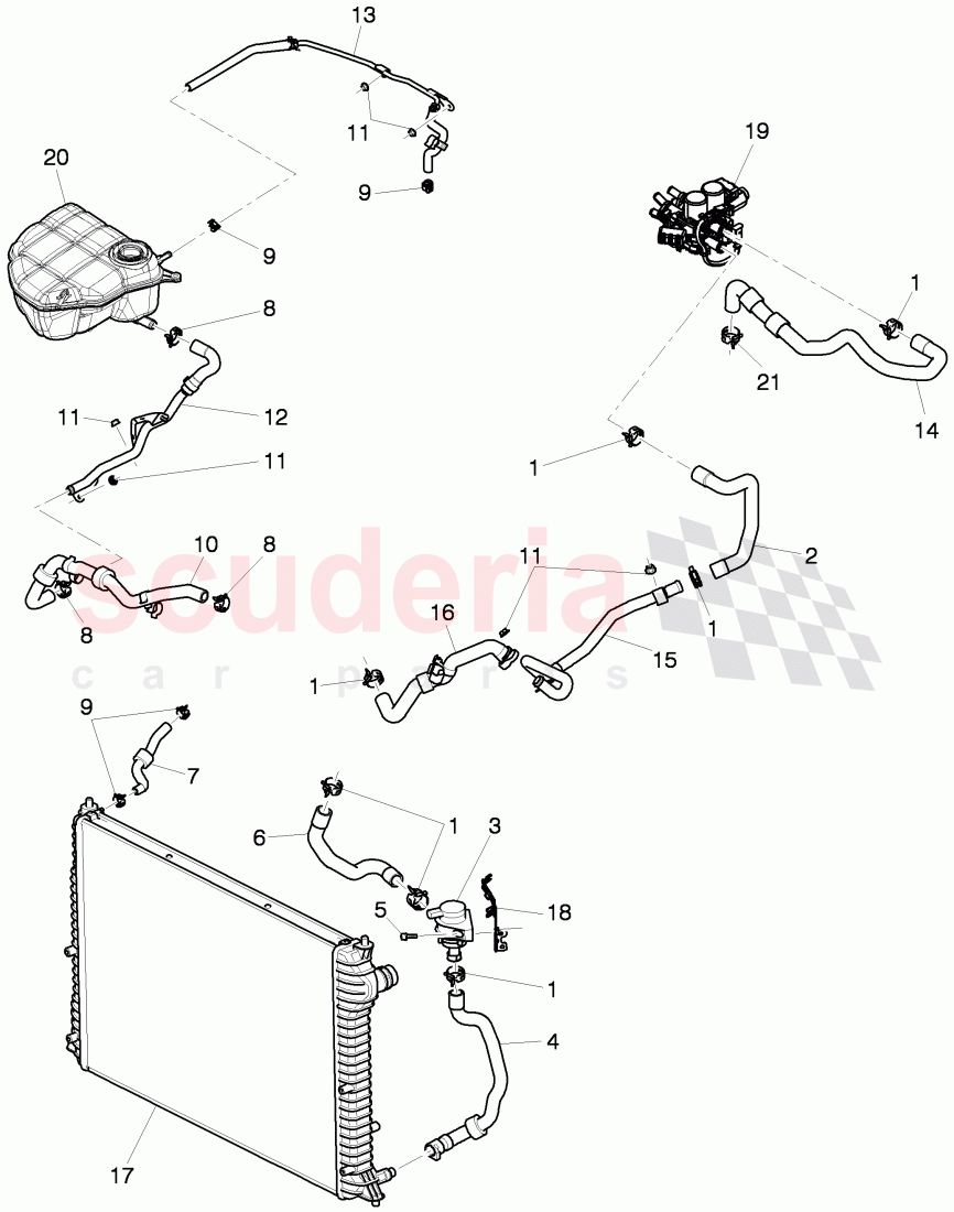 Coolant hoses and pipes, Engine bay of Bentley Bentley Continental Supersports (2009-2011)