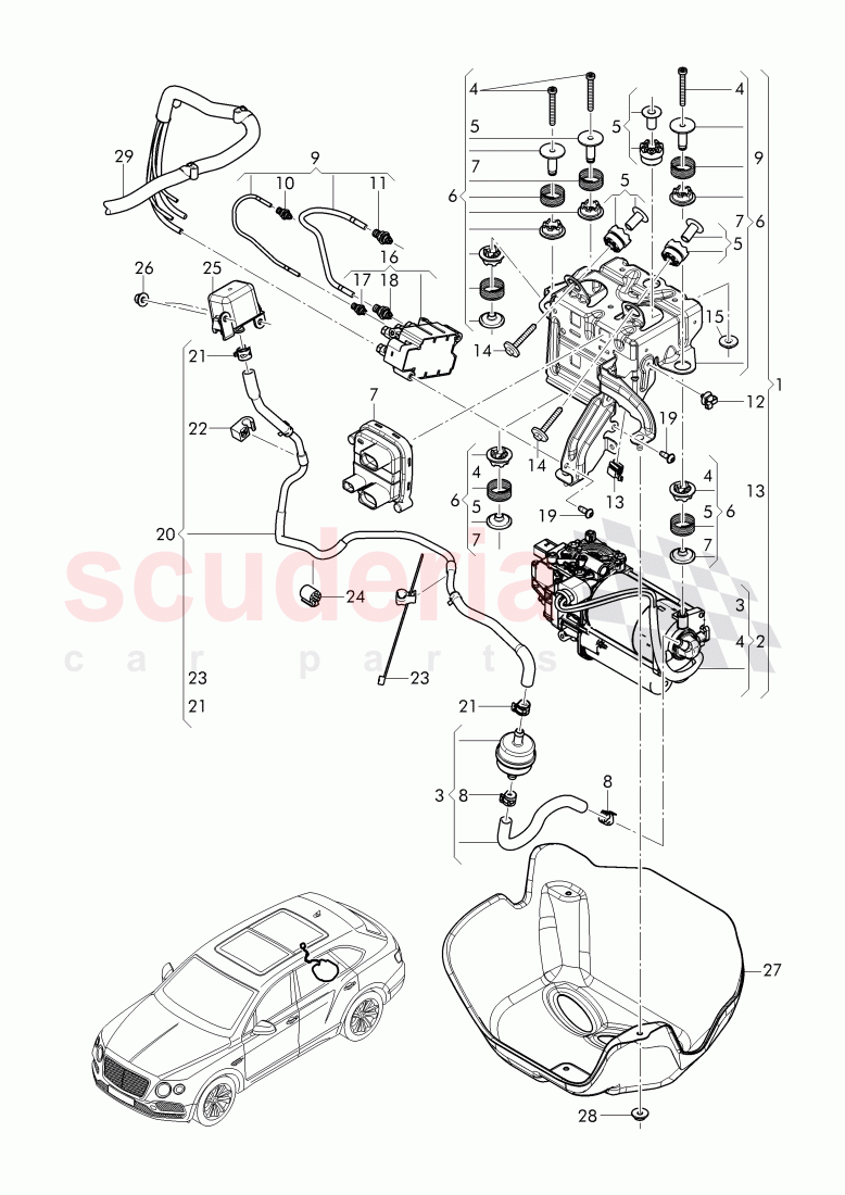 air supply unit, valve unit, suction hose of Bentley Bentley Bentayga (2015-2020)