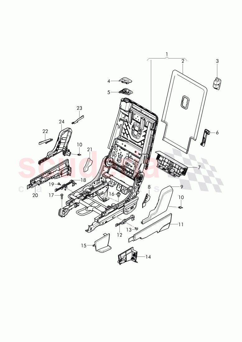 seat and backrest frame, trim - rear seat, (2nd seat row), D - MJ 2018>> of Bentley Bentley Bentayga (2015-2020)