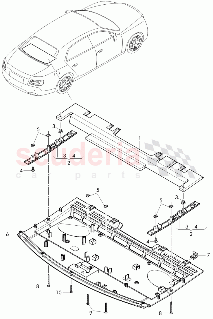 parcel shelf, rear of Bentley Bentley Continental Flying Spur (2013+)