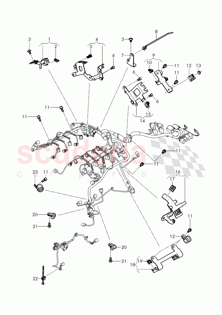 Cable holder and clamps for engines of Bentley Bentley Continental GT (2011-2018)