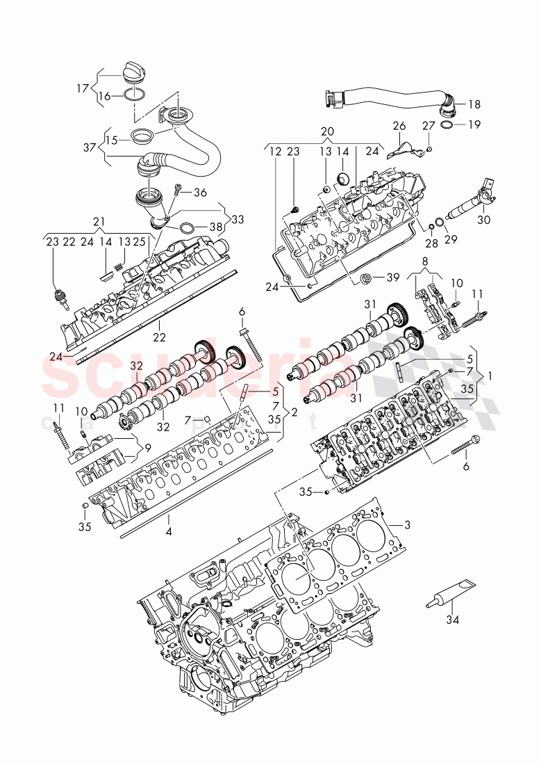 cylinder head, cylinder head cover of Bentley Bentley Bentayga (2015-2020)
