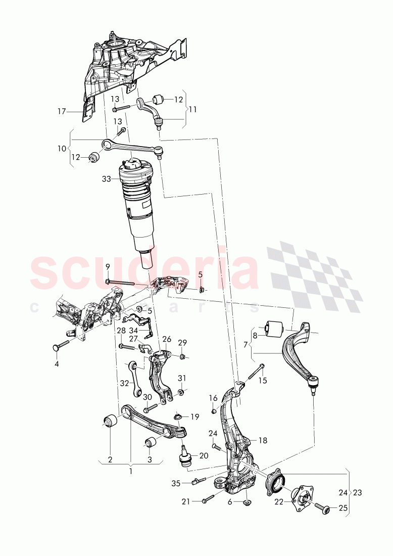 control arm, wishbone link, wheel bearing housing, Suspension fork of Bentley Bentley Bentayga (2015-2020)