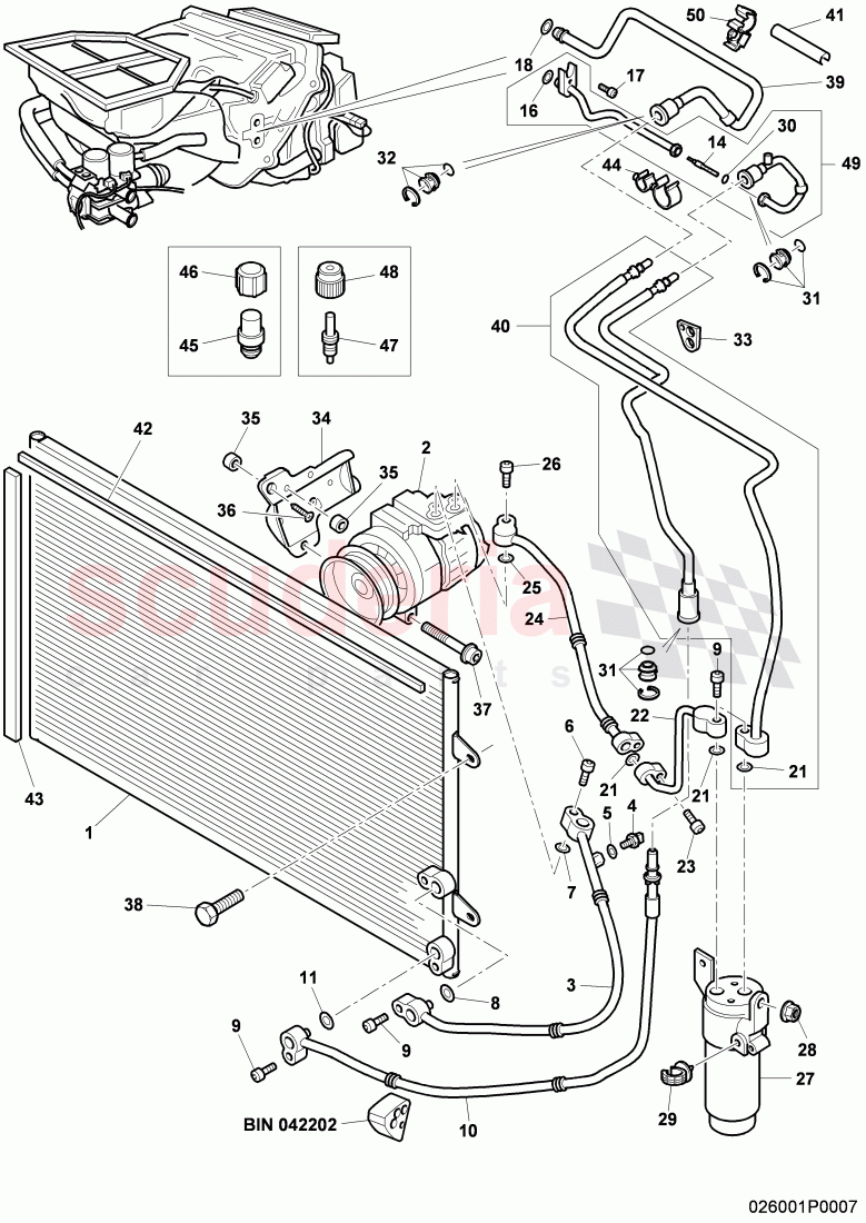 air conditioner compressor, air condtioner condenser, refrigerant circuit, Engine bay, D - MJ 2009>> of Bentley Bentley Continental GT (2003-2010)