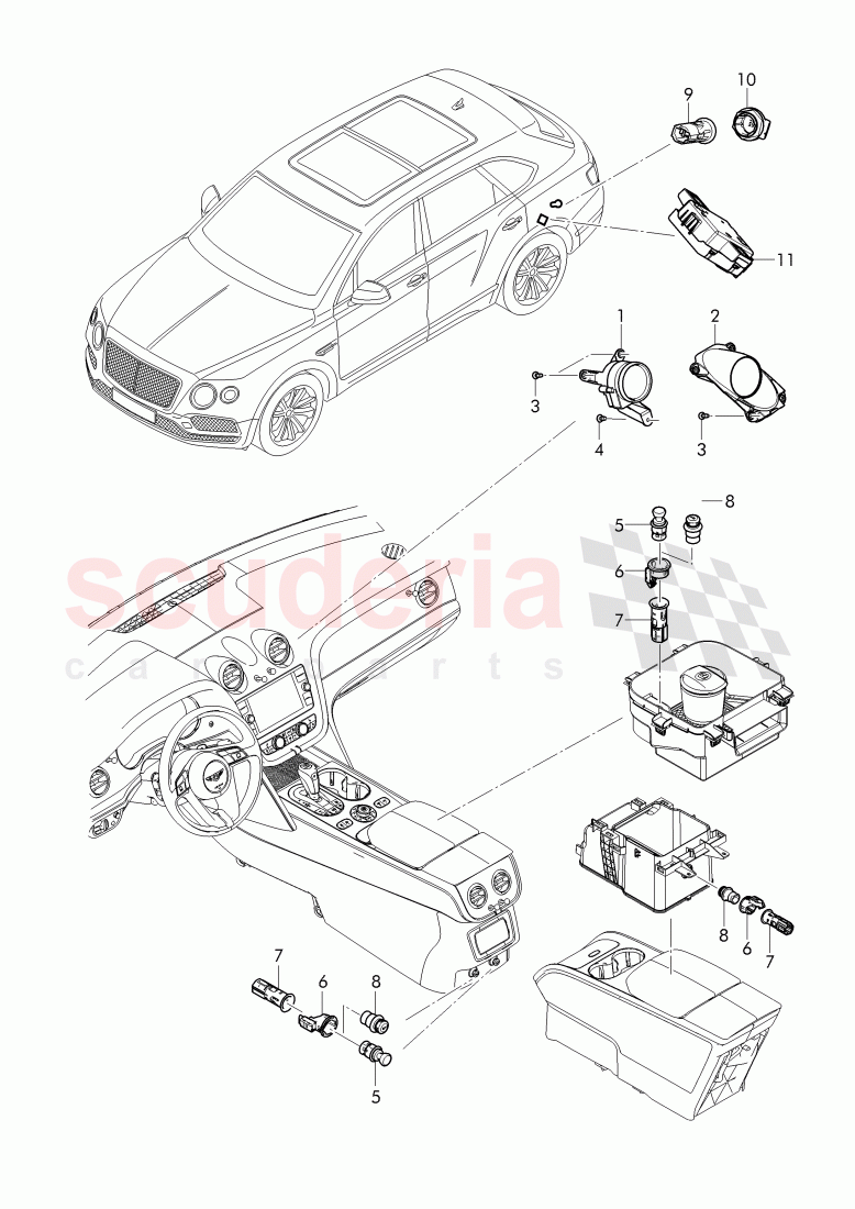 Analogue clock, cigarette lighter of Bentley Bentley Bentayga (2015-2020)