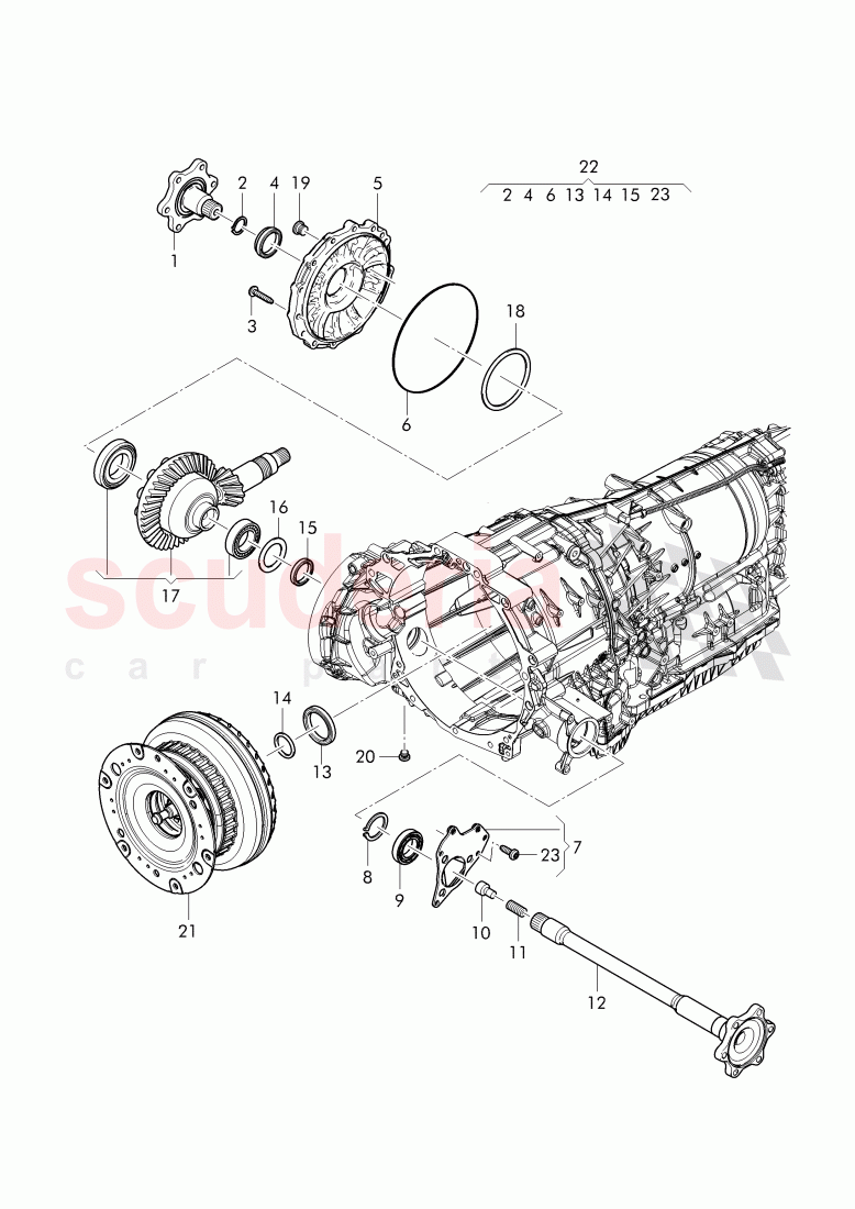 small parts kit, for front axle differential, for 8-speed automatic gearbox of Bentley Bentley Bentayga (2015-2020)