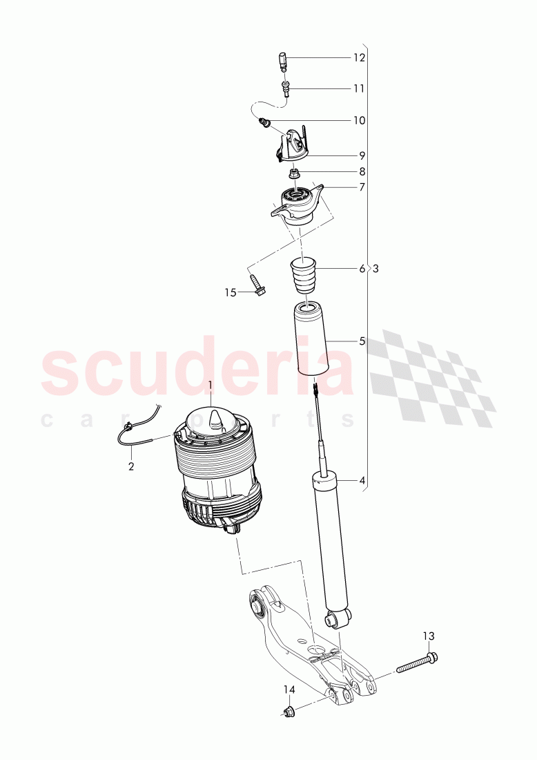 air spring damper, gas-filled shock absorber of Bentley Bentley Bentayga (2015-2020)
