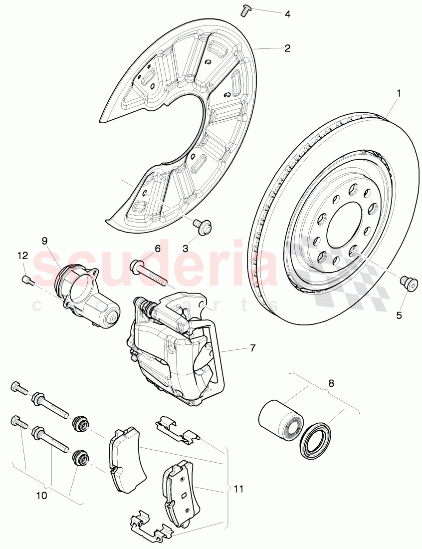 brake disc, splash shield for brake disc, brake caliper of Bentley Bentley Mulsanne (2010+)