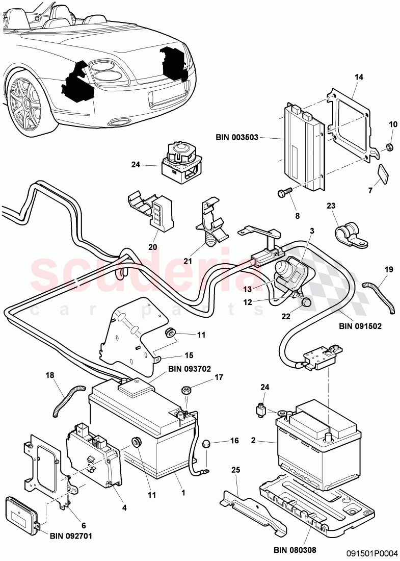 Battery system, F 3W-7-039 828>> 3W-8-059 516 of Bentley Bentley Continental GTC (2006-2010)