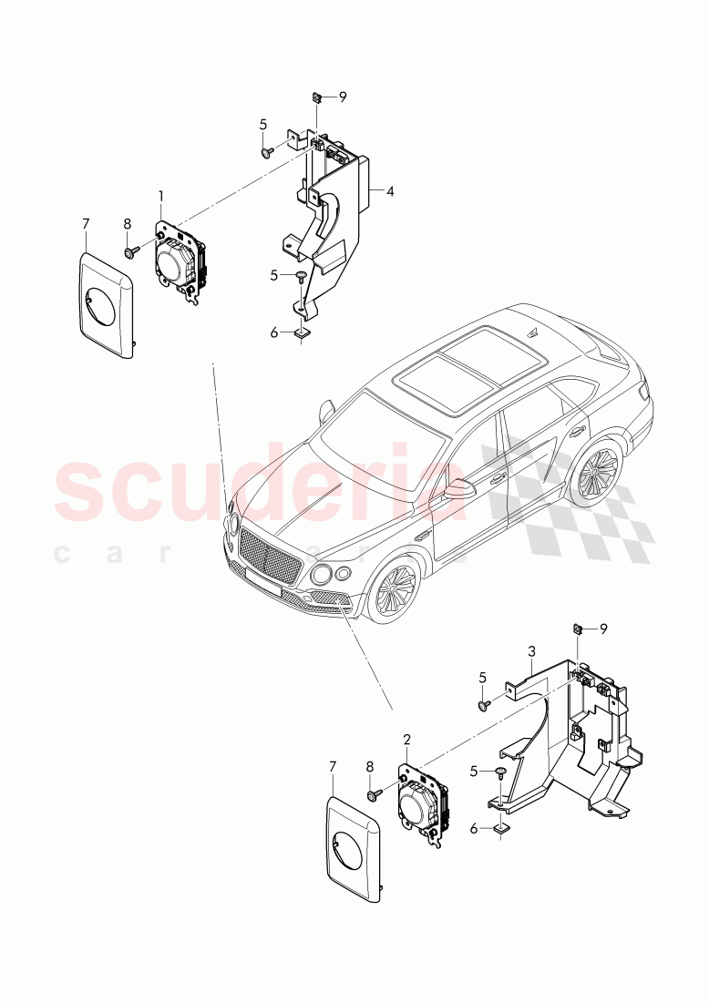 radar sensor, for vehicles with adaptive cruise control, 'ACC' of Bentley Bentley Bentayga (2015-2020)