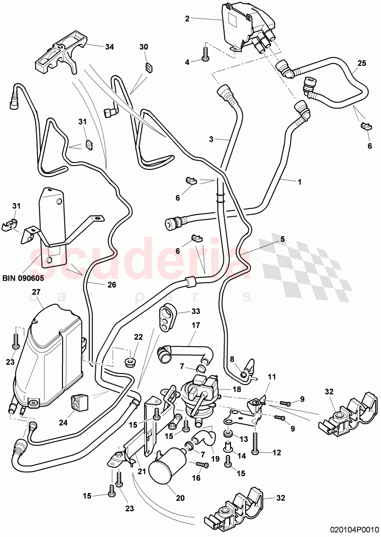 Carbon Canister and LDP, vent tube, leak detection pump, additional reservoir, D - MJ 2011>> of Bentley Bentley Continental Flying Spur (2006-2012)