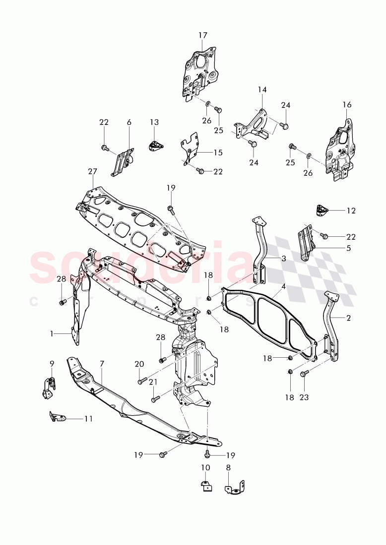 Front end section, repair plate -, cross member, push-on type of Bentley Bentley Continental Supersports Convertible (2017+)