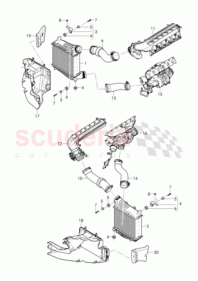 charge air cooler, air duct for charge, air cooler of Bentley Bentley Bentayga (2015-2020)