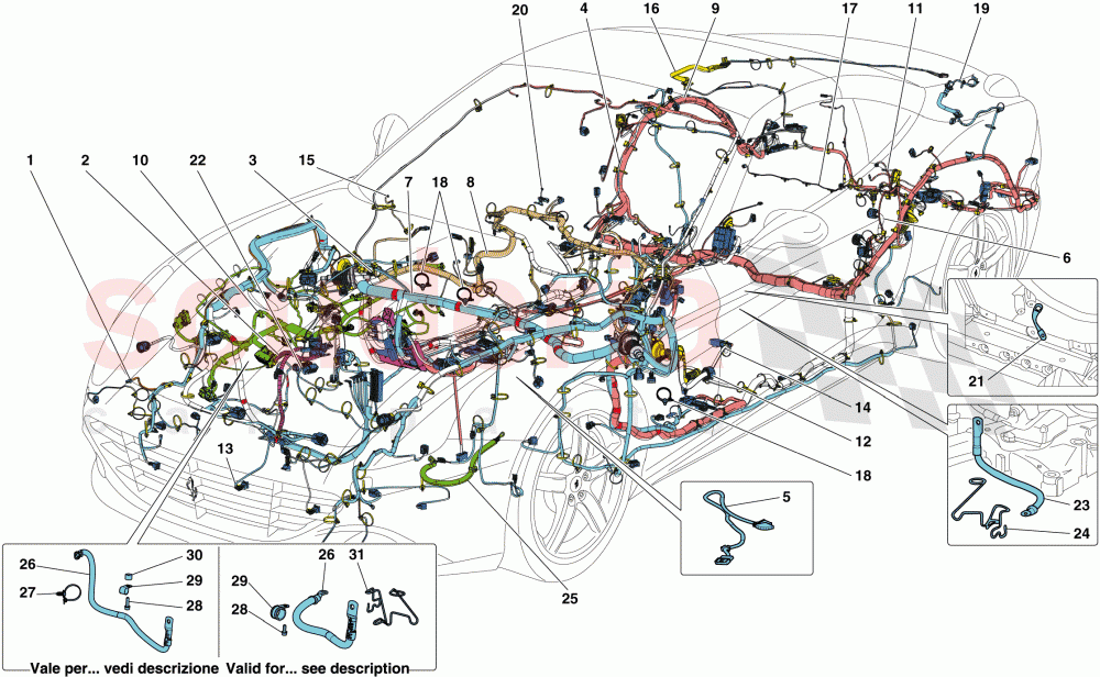 MAIN WIRING HARNESSES of Ferrari Ferrari California T