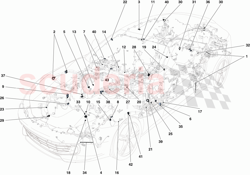 VARIOUS FASTENINGS FOR THE ELECTRICAL SYSTEM of Ferrari Ferrari GTC4Lusso
